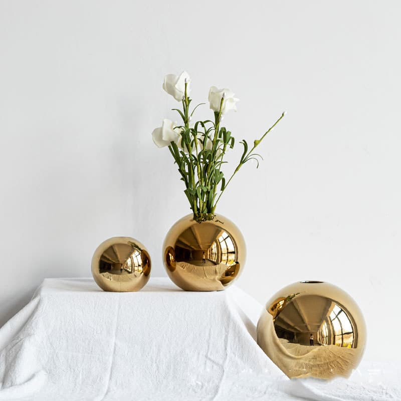 Jarrón cerámico dorado electrochapado para decoración