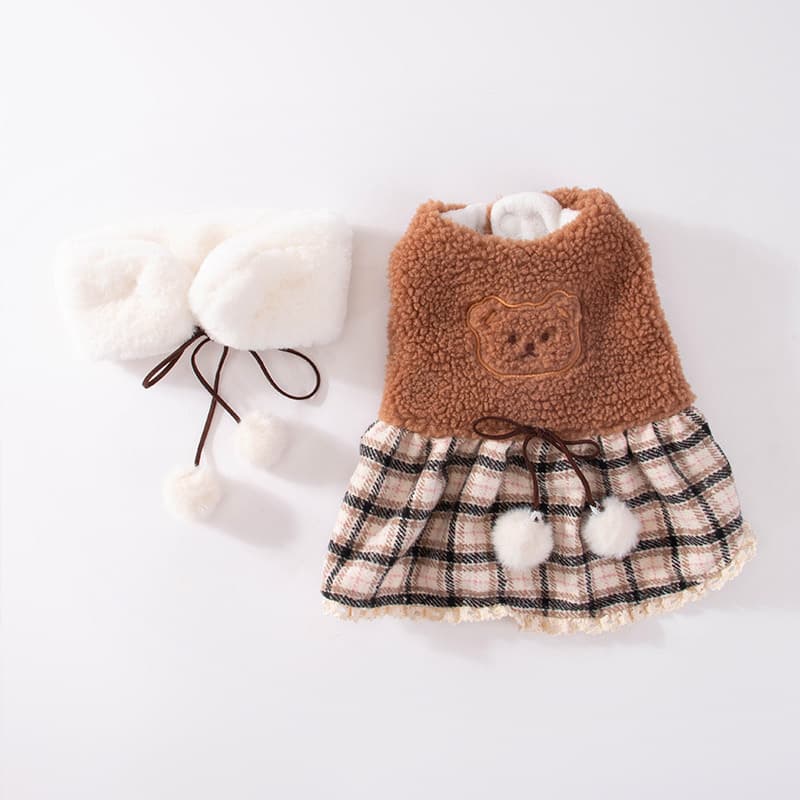 Vestido adorable de osito para perros pequeños