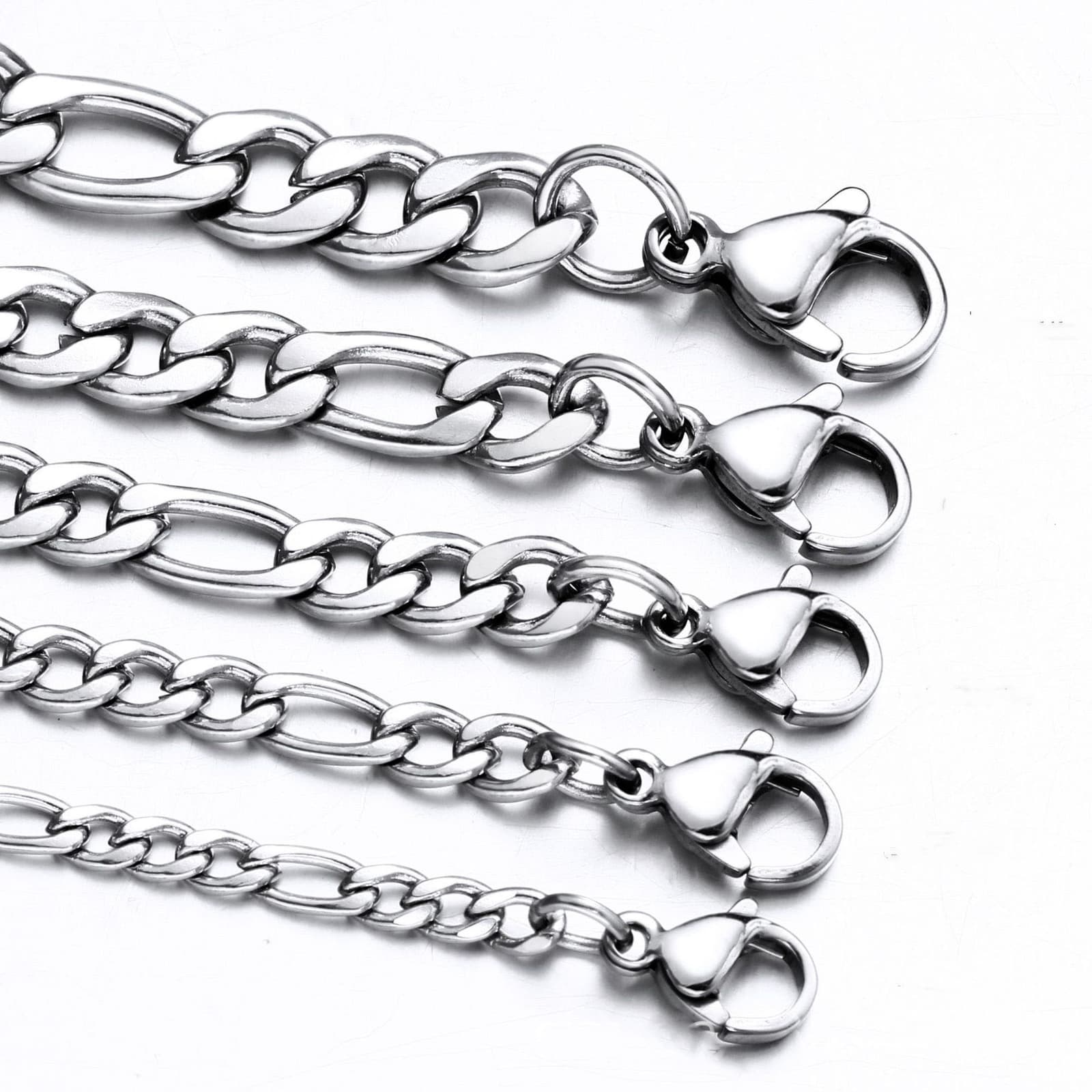 Cadena Figaro de acero inoxidable ajustable