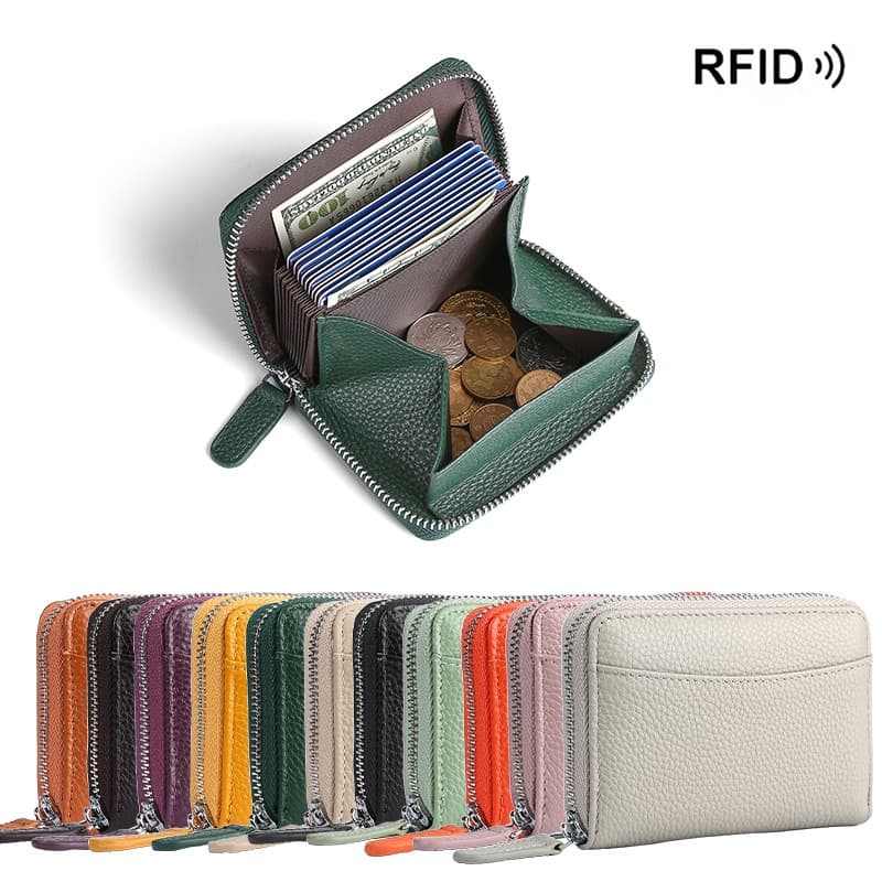 Billetera de cuero genuino con protección RFID