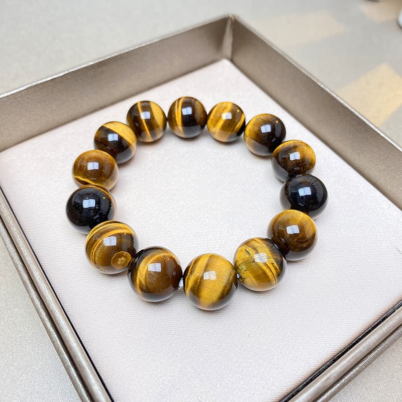 Pulsera de ojo de tigre con cuentas redondas