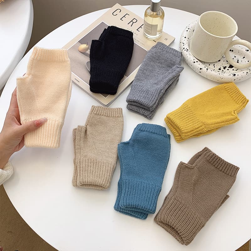 Guantes sin dedos de lana tejida para mujer