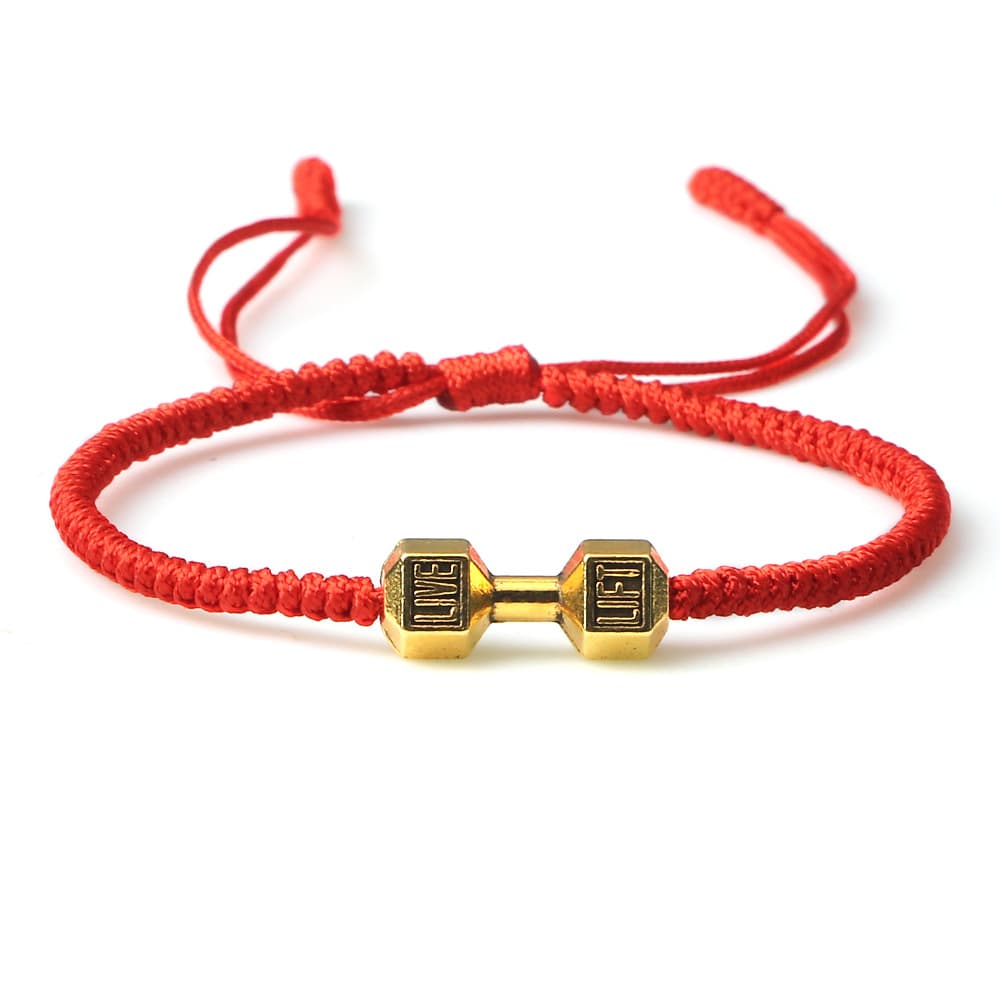 Pulsera de cordón tejido con mancuerna aleación