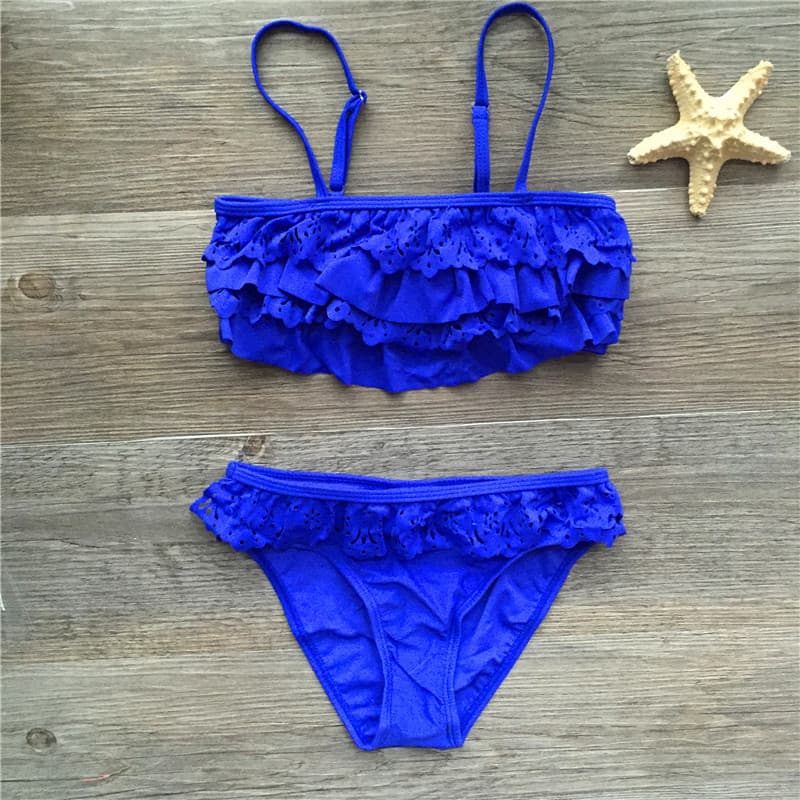 Bikini infantil con volantes multicapa para niñas