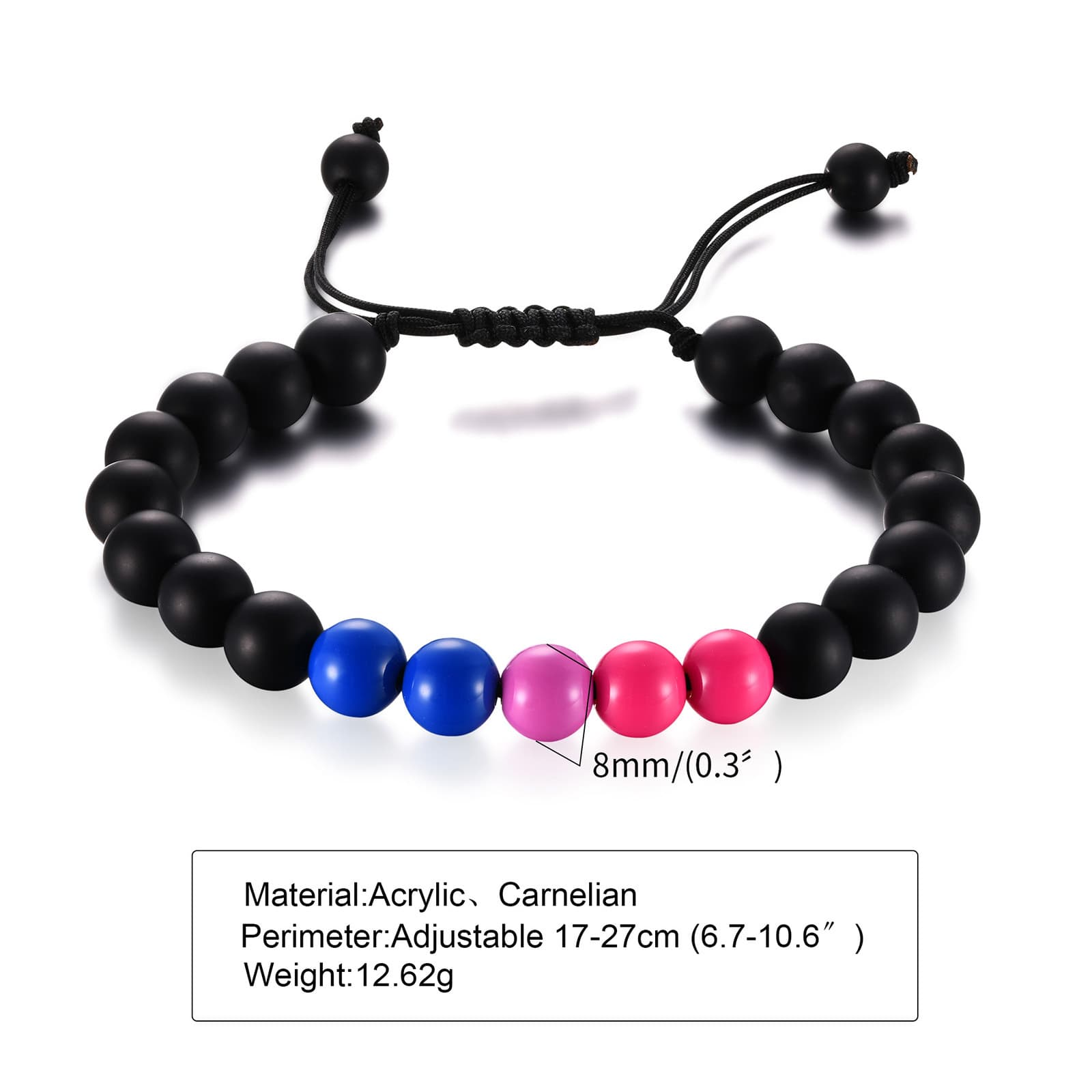 Pulsera de ágata negra con cuentas para amistad