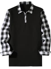 Polo de manga larga con patrón cuadriculado