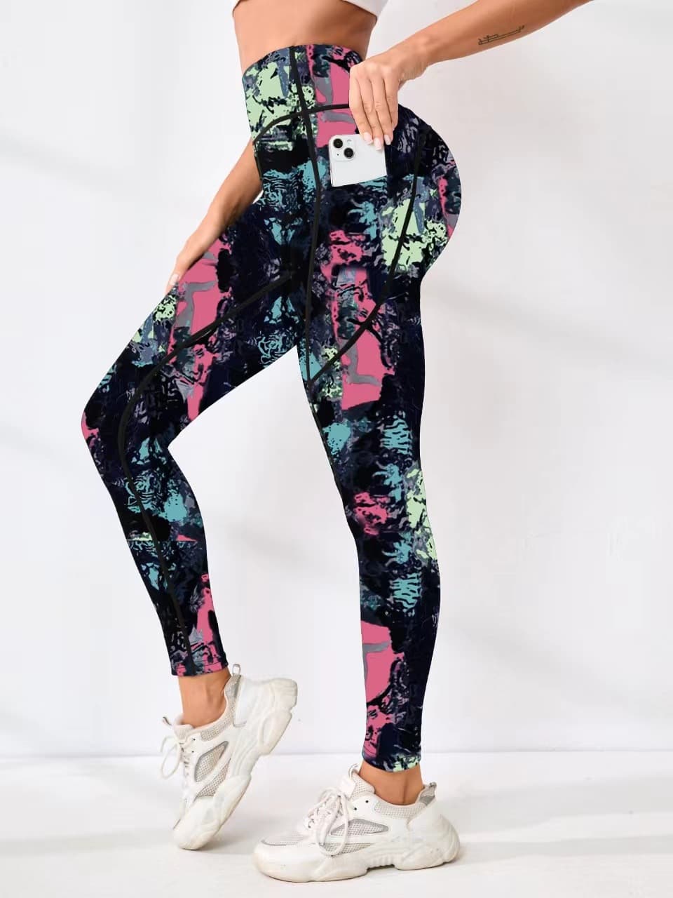 Pantalones yoga estampado digital cintura alta moldeador