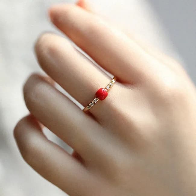 Anillo de plata 925 con rubí estilo vintage