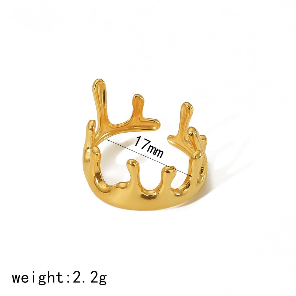 Anillo ajustable de corona y lava de acero titanio