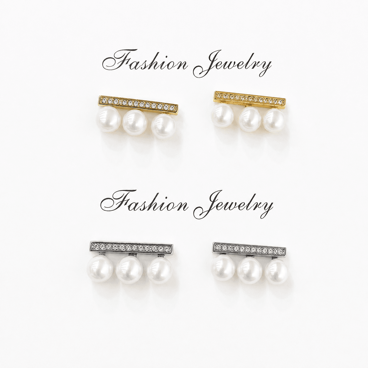 Aretes multi-perla con barra y circonia