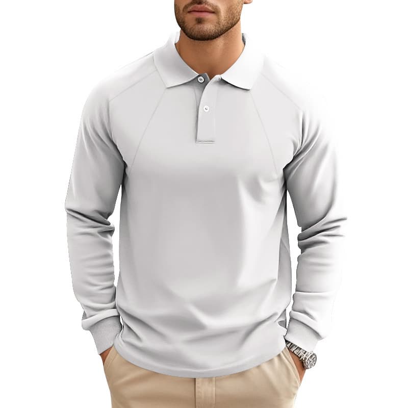 Polo de hombre con cuello clásico, color sólido, corte relajado