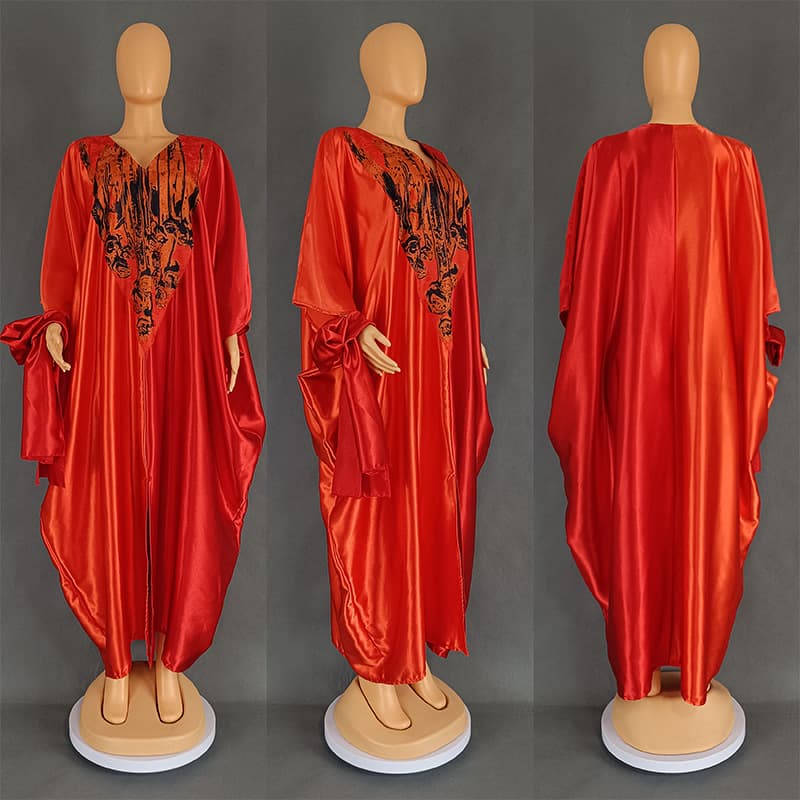 Vestido holgado étnico con combinación de colores talla grande