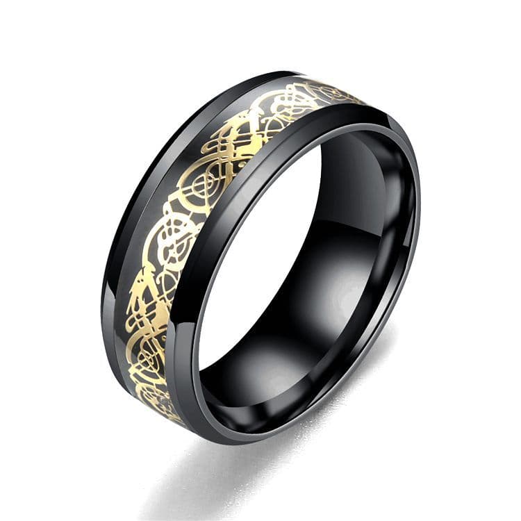 Anillo de acero inoxidable con patrón dragón