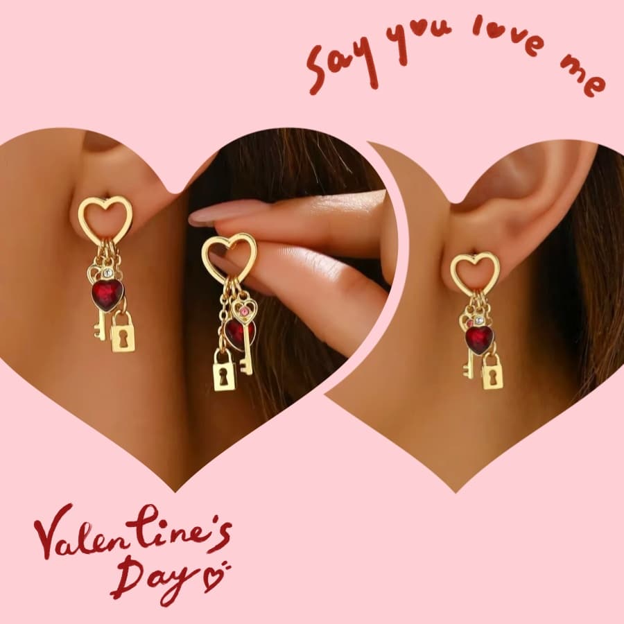 Aretes de forma de candado con cristales