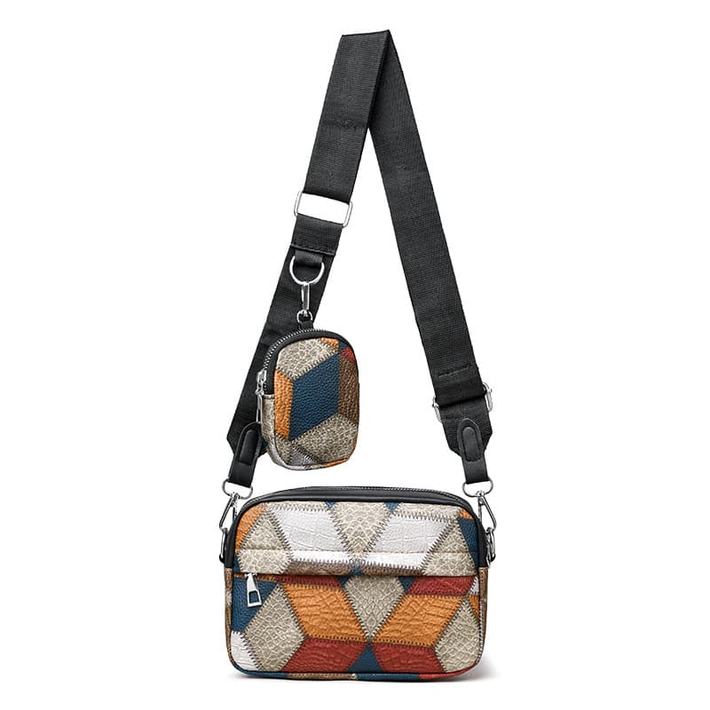 Bolso cuadrado retro con contraste de colores