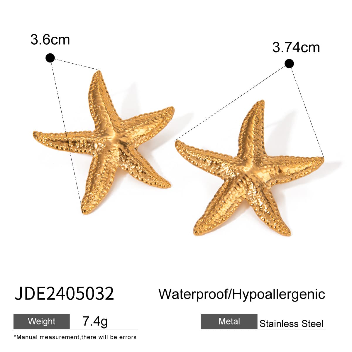 Aretes estrella de mar dorada, diseño sereno