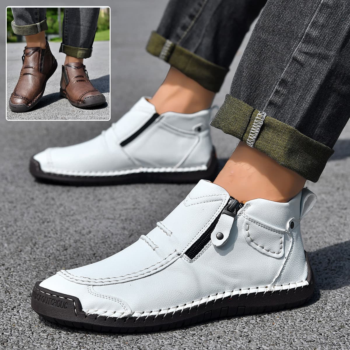 Botas de gamuza con cremallera lateral