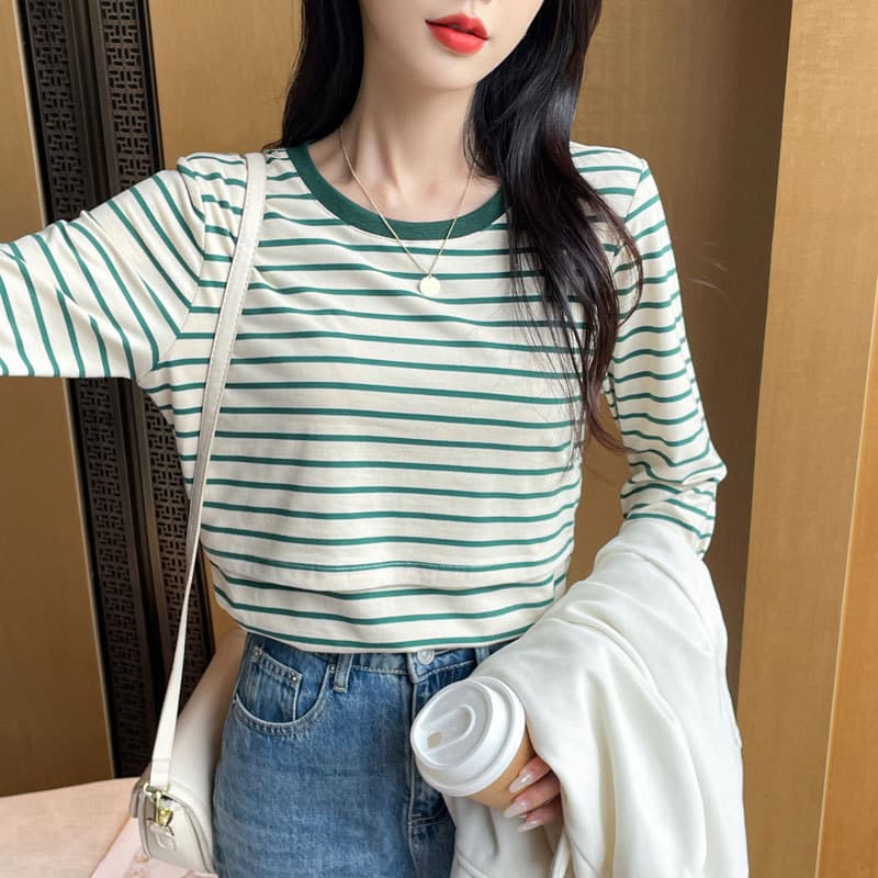 Blusa de amamantamiento de rayas manga larga