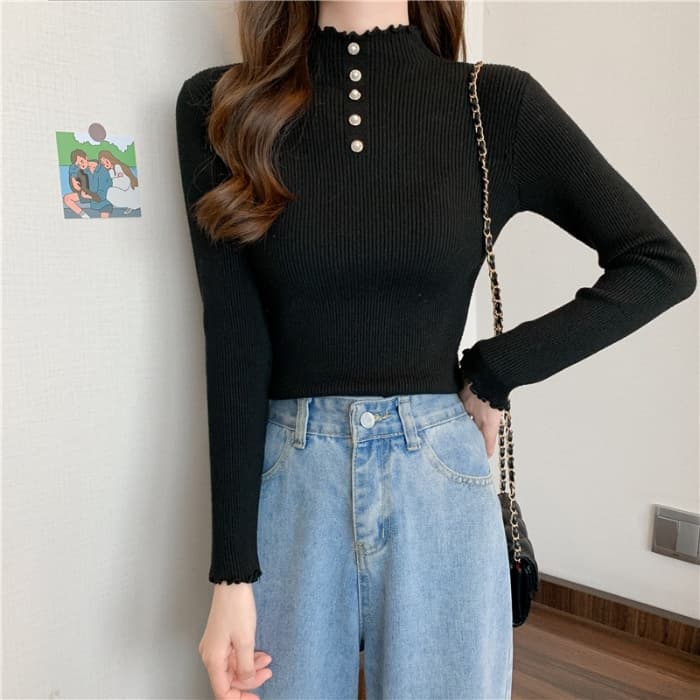 Suéter pullover cuello alto mujer ajuste ceñido