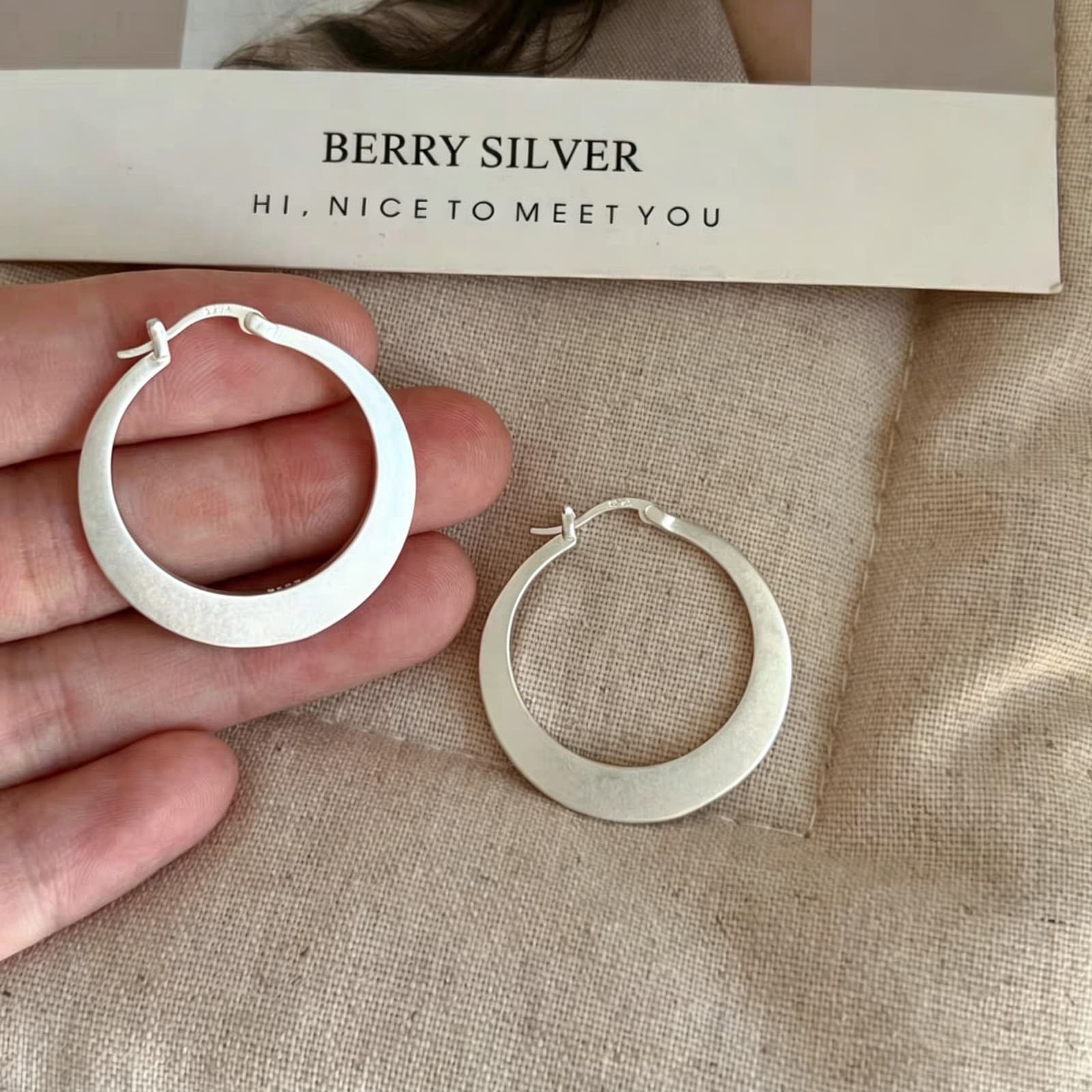Aretes aro grandes plata esterlina 999 mate