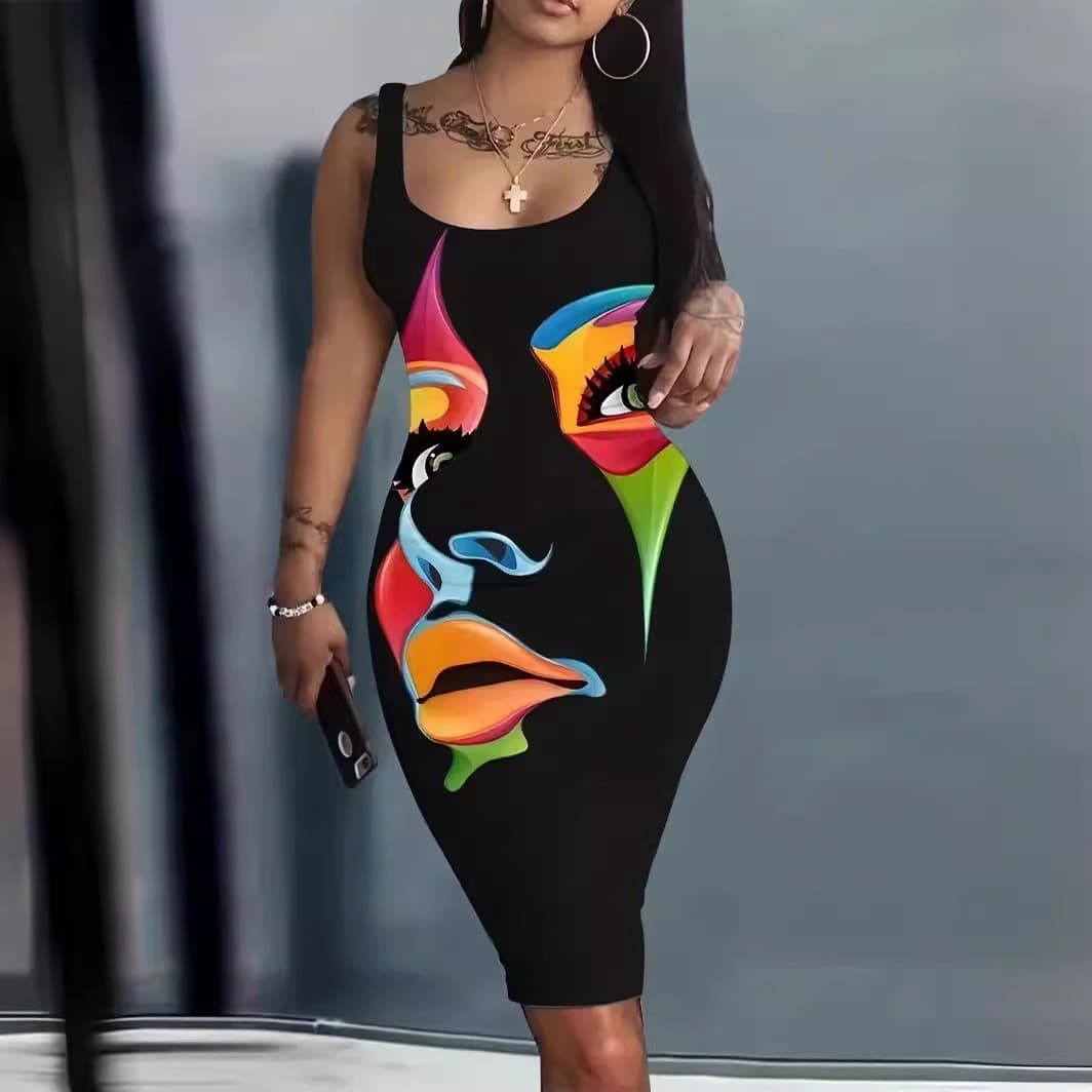 Vestido sin mangas con estampado de letras