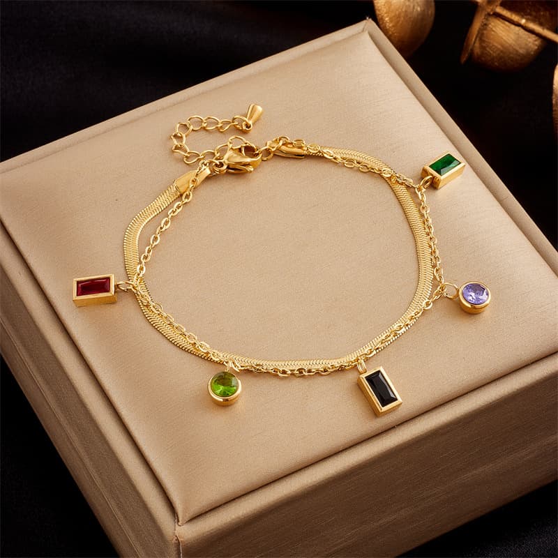 Pulsera doble capa con estrella y cadena