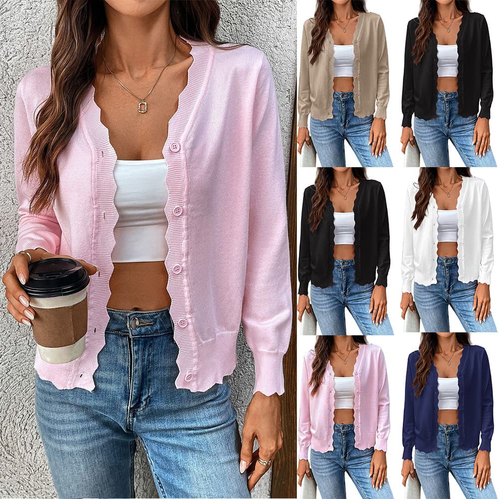 Cardigan cuello V seda de hielo para mujer