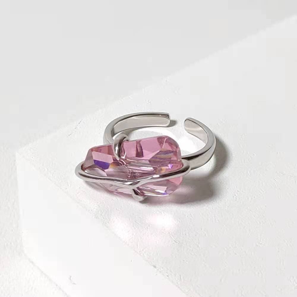 Anillo de flor de durazno para mujer con diseño de nicho