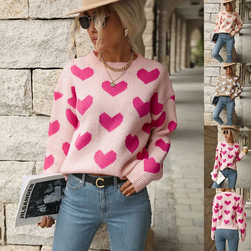 Suéter de punto con estampado corazón