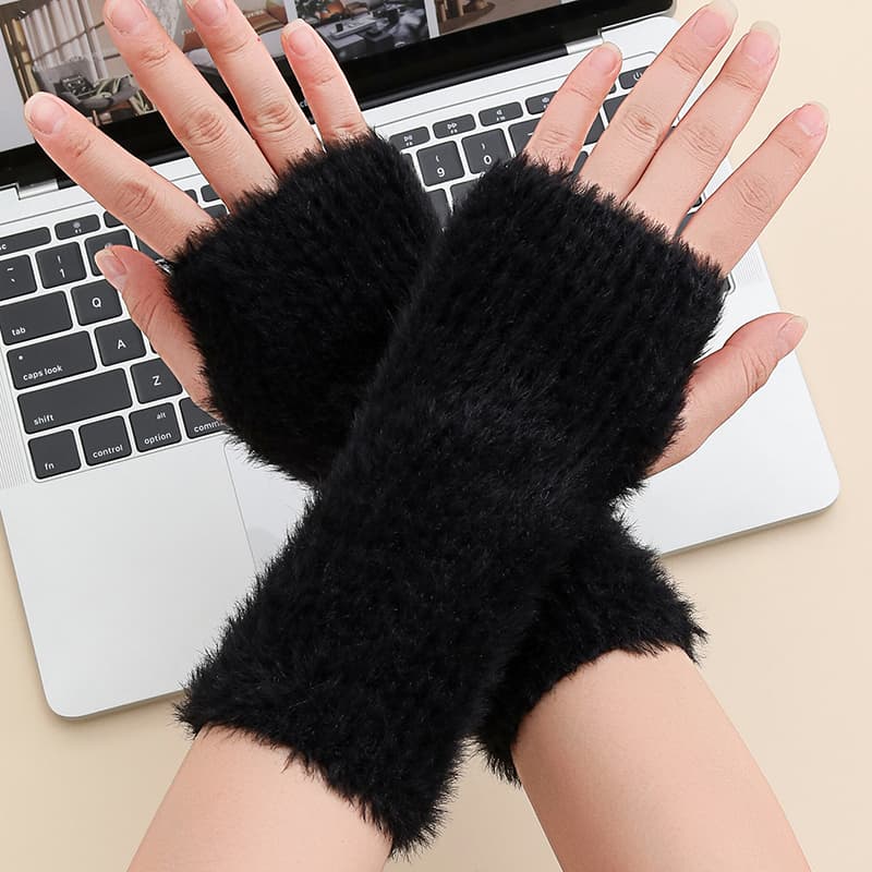 Guantes cortos de felpa cálida de 22 cm