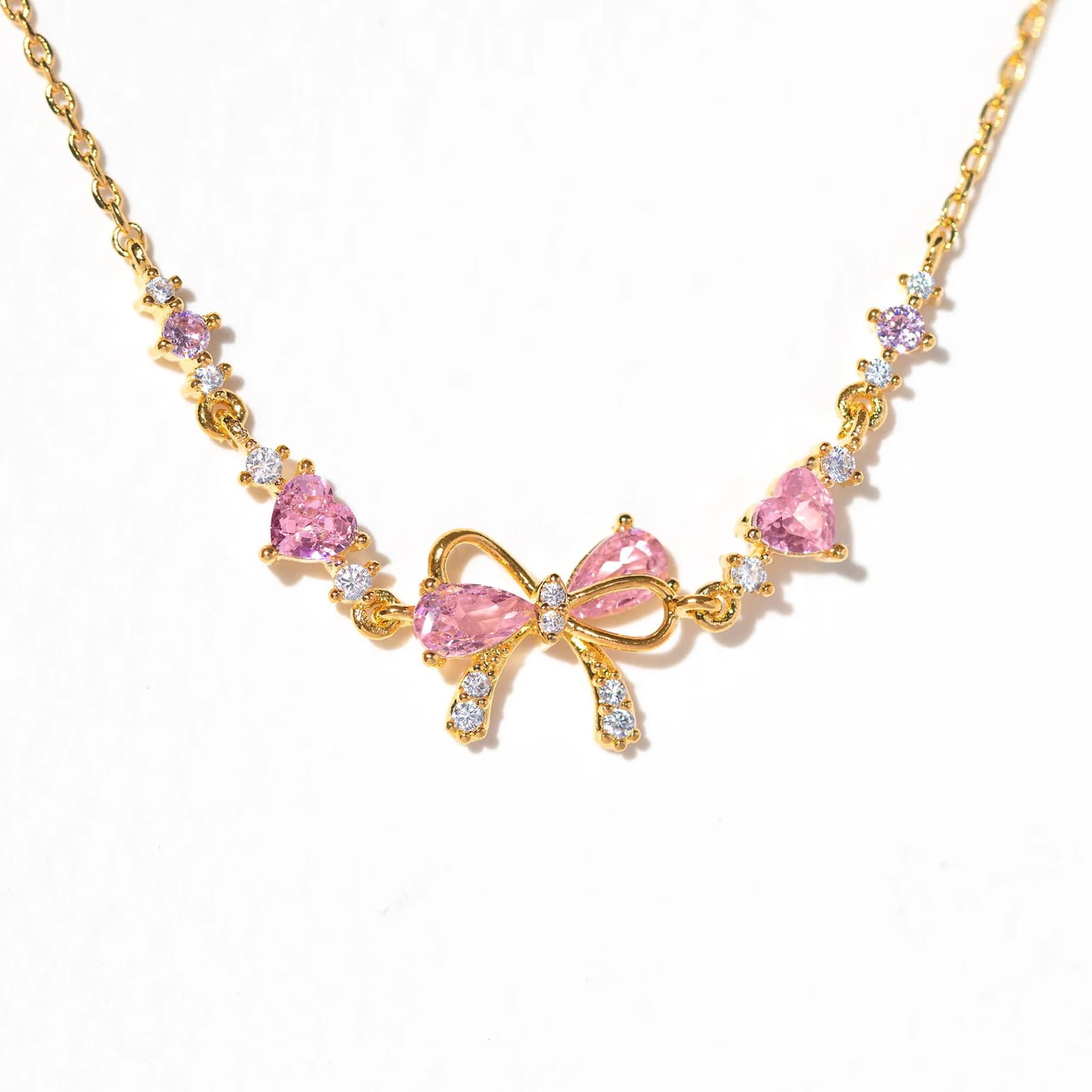 Pulsera corazón con moño y diamantes Y2K San Valentín