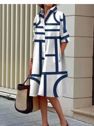 Vestido camisero de verano con impresión 3D