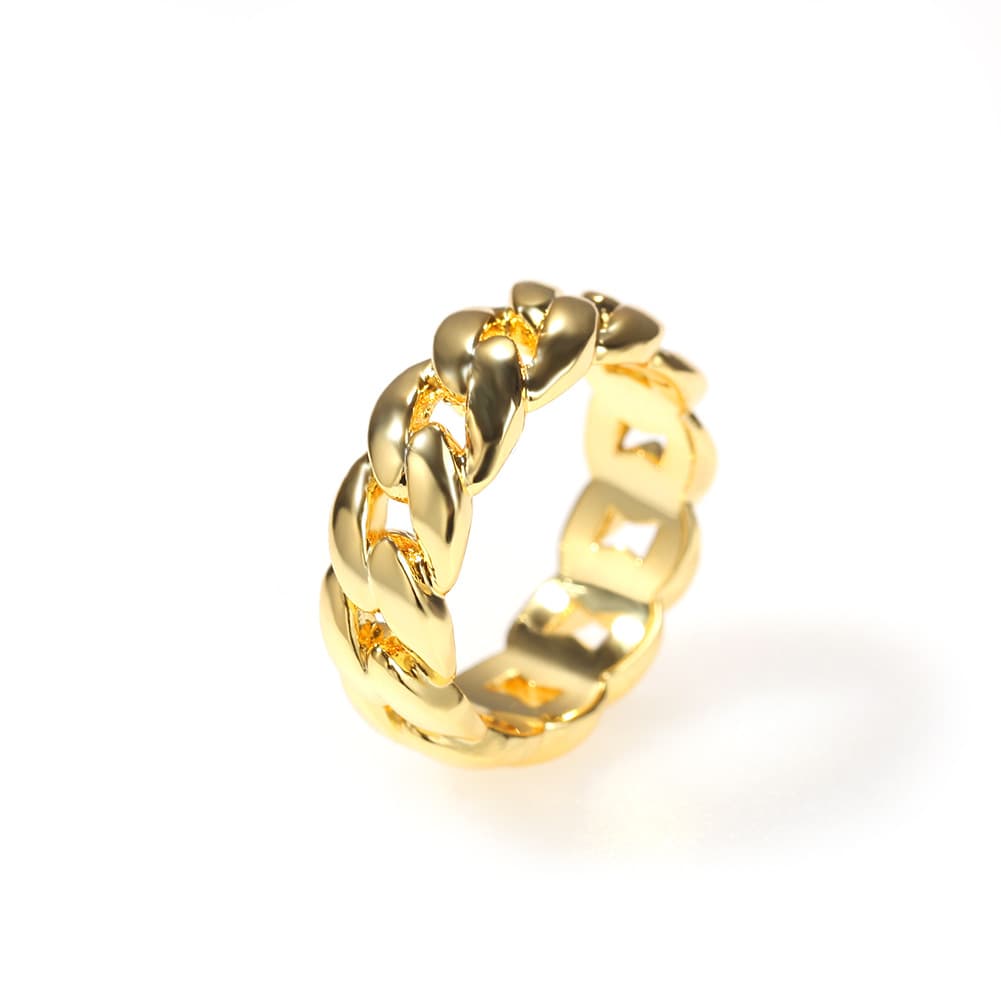 Anillo cadena eslabones cubanos brillante