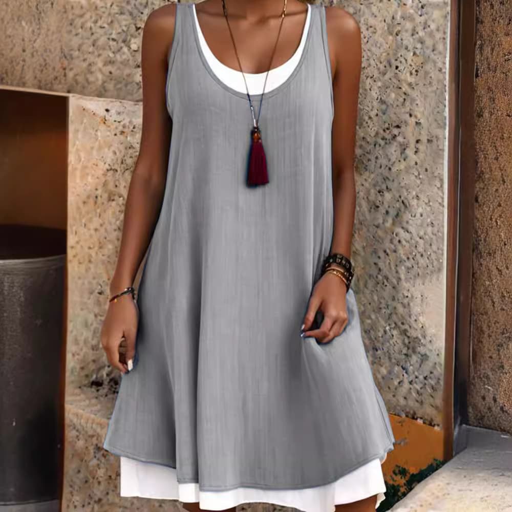Vestido tipo dos piezas sin mangas estilo casual