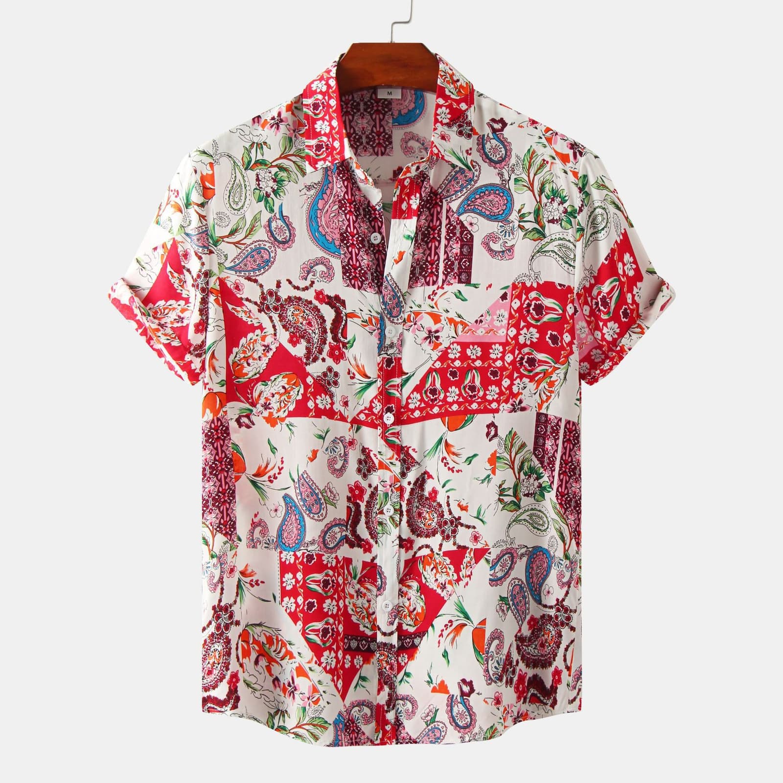 Camisa floral para hombre manga corta estilo europeo
