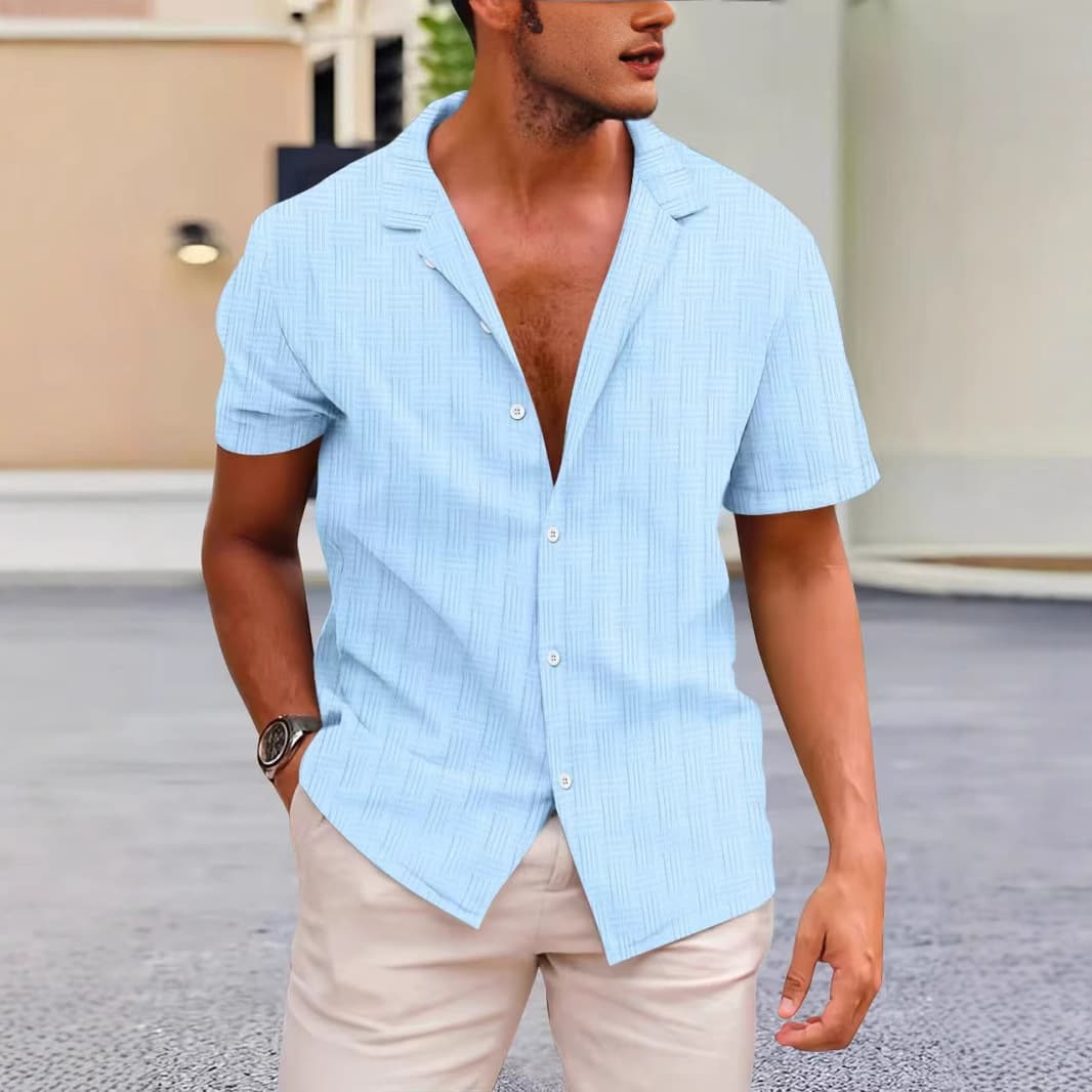 Camisa de manga corta con rayas y botones