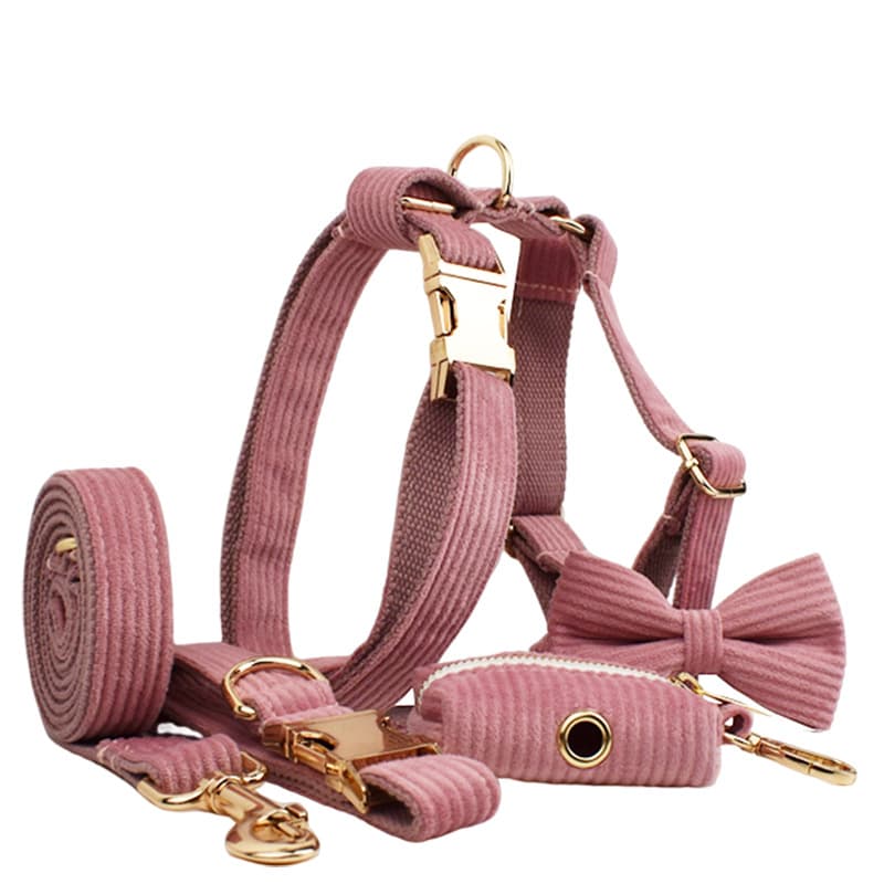 Collar de pana y correa para mascota