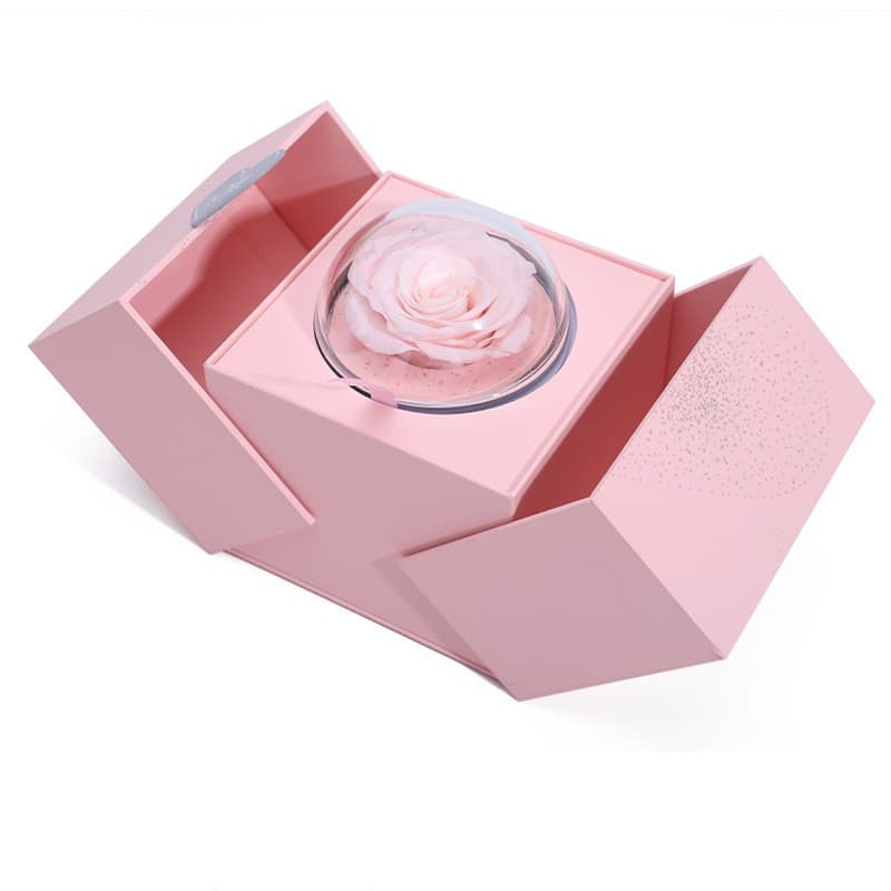 Caja de rosa eterna con compartimento para joyas regalo