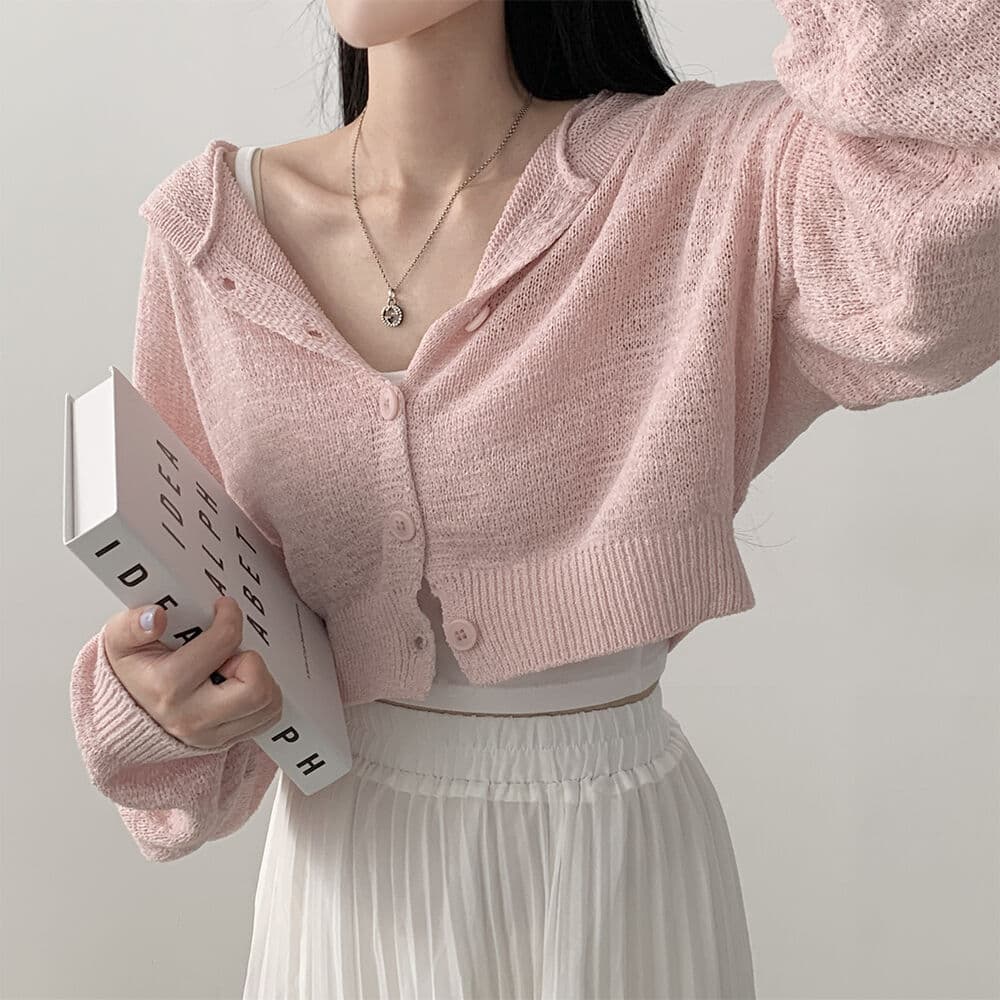Cardigan con capucha mangas linterna desenfadado