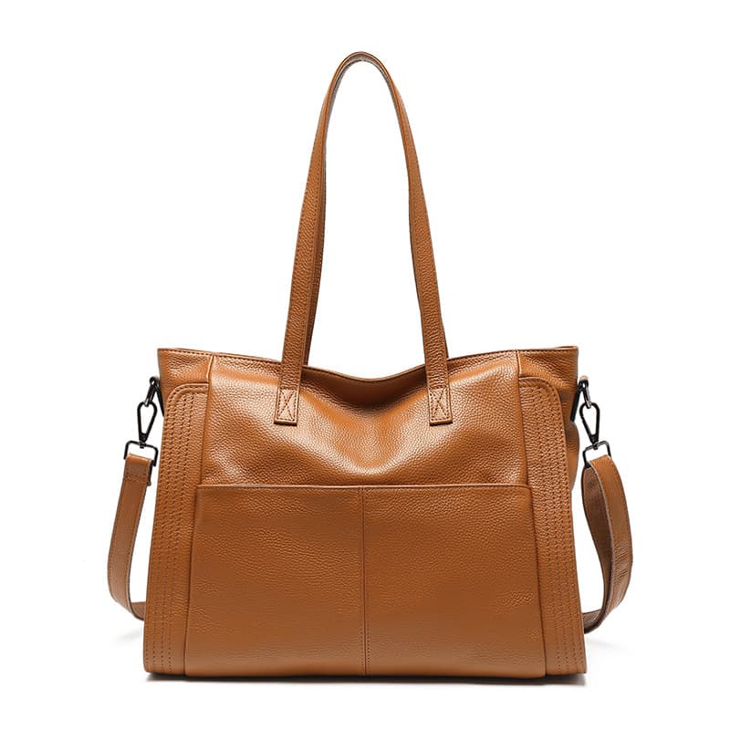 Bolsa de mano de cuero genuino de gran capacidad