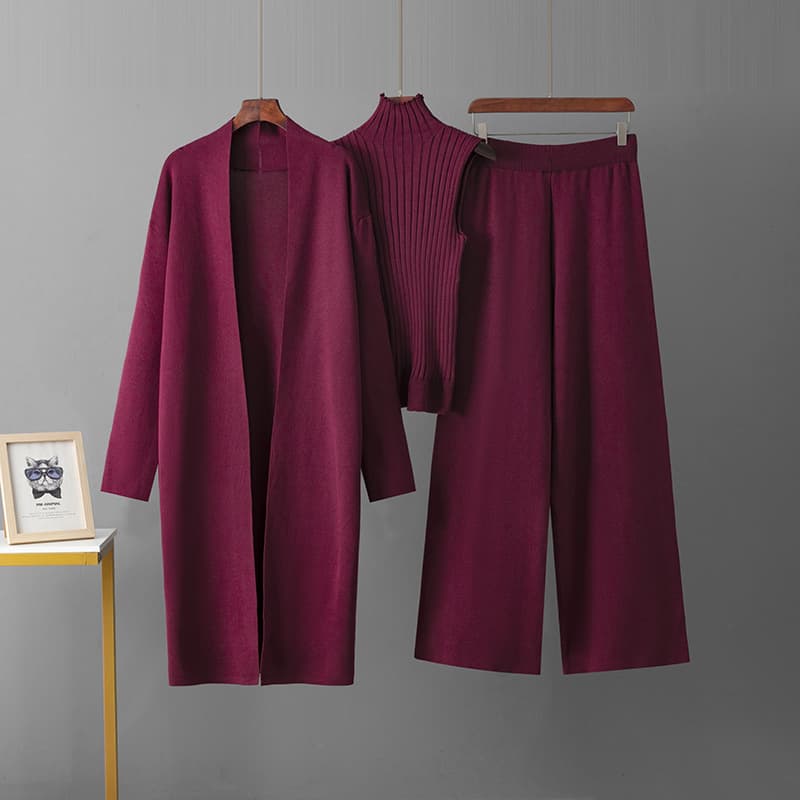 Traje casual europeo con suéter y pantalón ancho