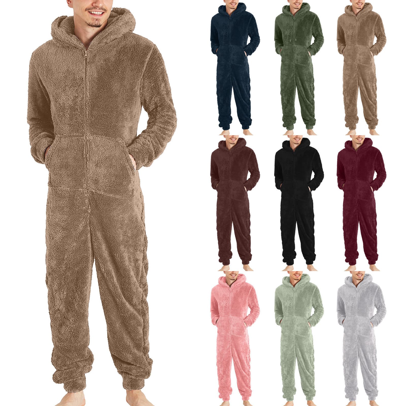 Pijama térmica con cremallera suave para hombre