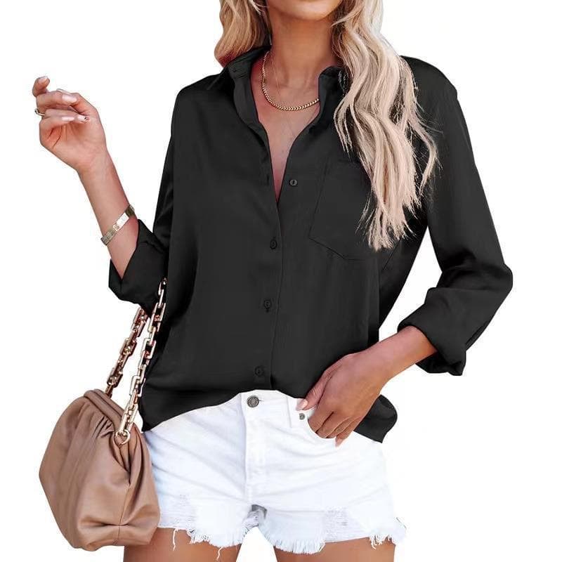 Blusa larga de cuello V diseño europeo y estadounidense