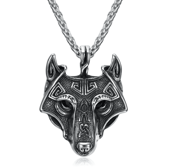 Collar con colgante de cabeza de lobo