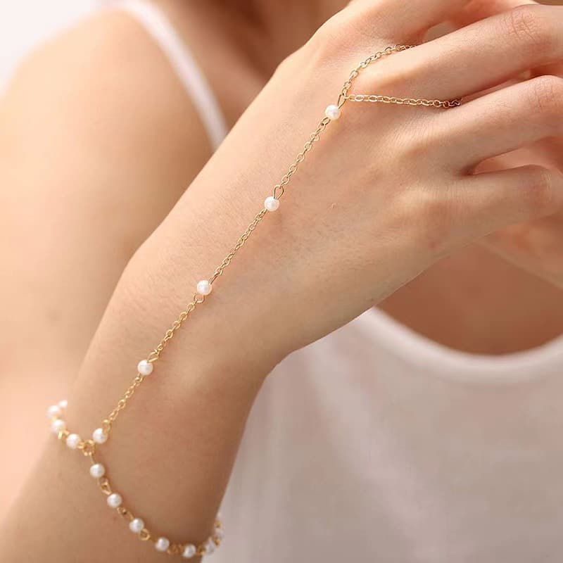 Pulsera vintage de perlas imitación con cuentas redondas
