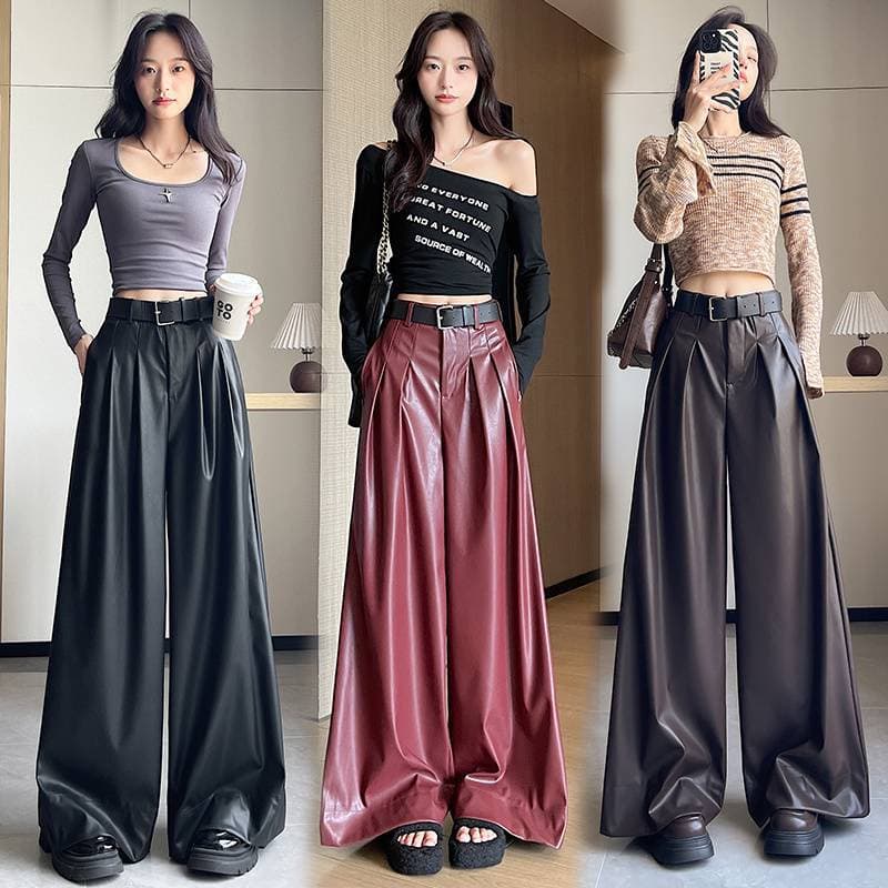 Pantalón ancho de cintura alta con estilo de traje