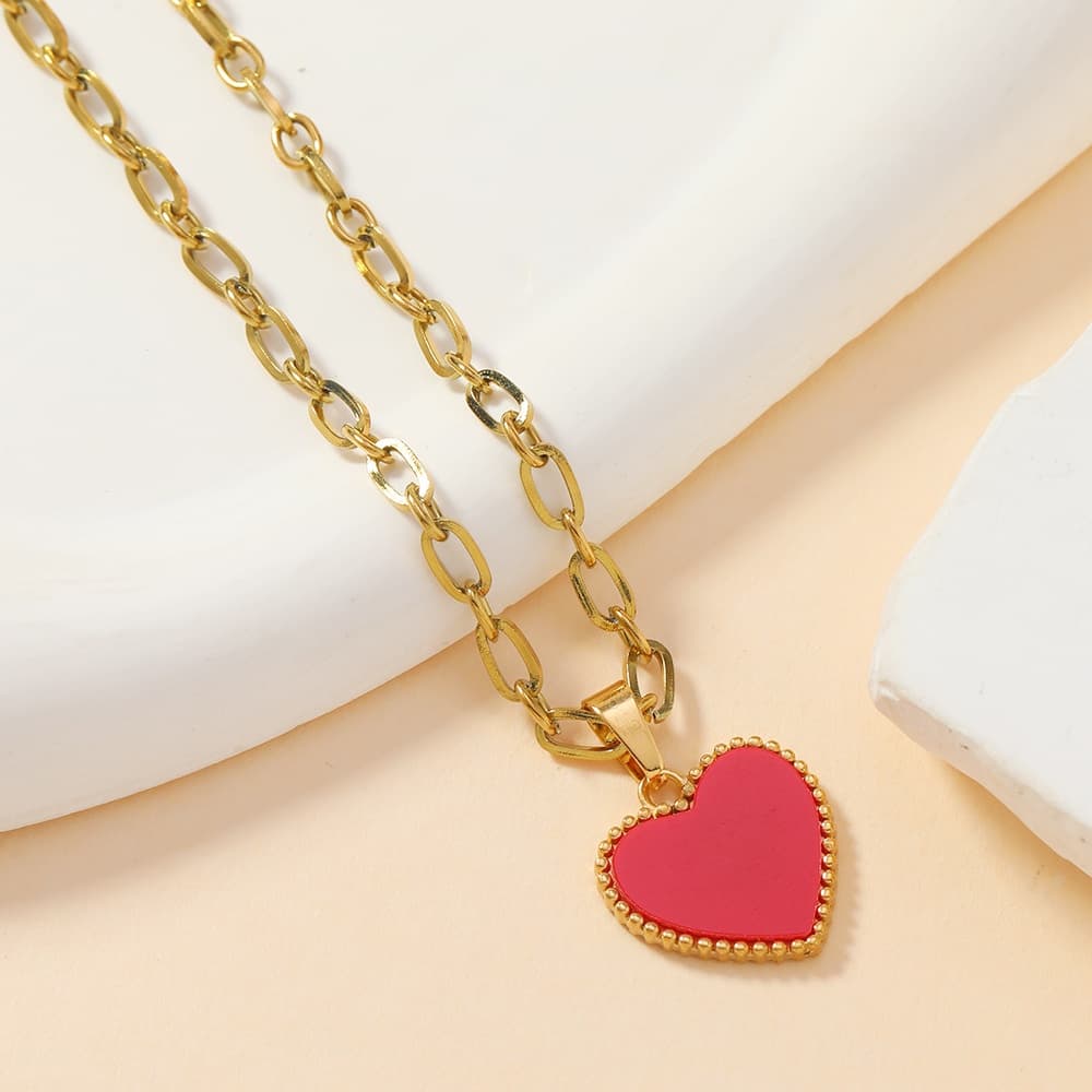 Dije corazón acero inoxidable con esmalte