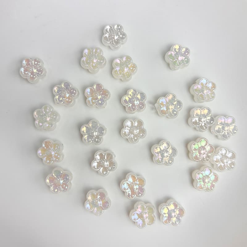 Cuentas de flores acrílicas con brillo dorado, 5 pétalos, mini tamaño