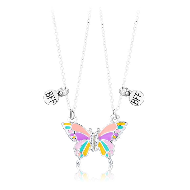 Collar y pulsera de pareja con colgante de mariposa
