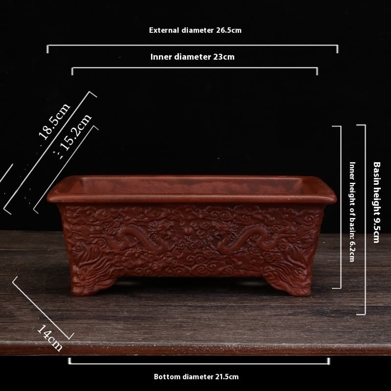 Maceta cerámica rectangular hecha a mano estilo antiguo